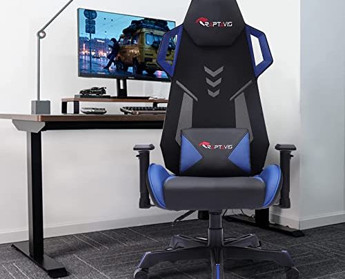 RAPTAVIS Gaming Chair Computer Ergonomic Office Chair Backrest and Seat Height Adjustable Swivel Recliner with Lumbar Cushion Esports Mesh Chair(Blue/Mesh)