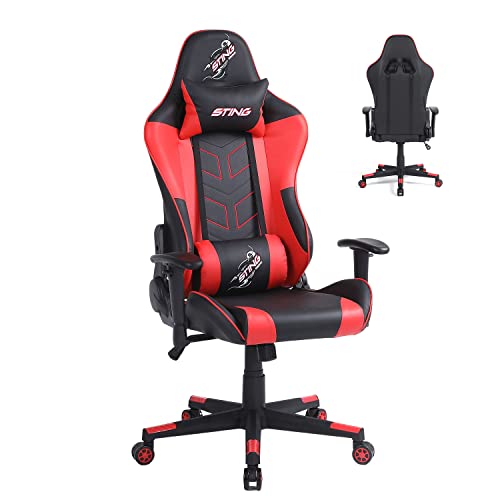 Slam Racing Large Game Chair, Video Game Chair,Computer Office Chair,high Back Ergonomic Racing seat, Waist Massage Support, Leather Adjustable backrest，Suitable…