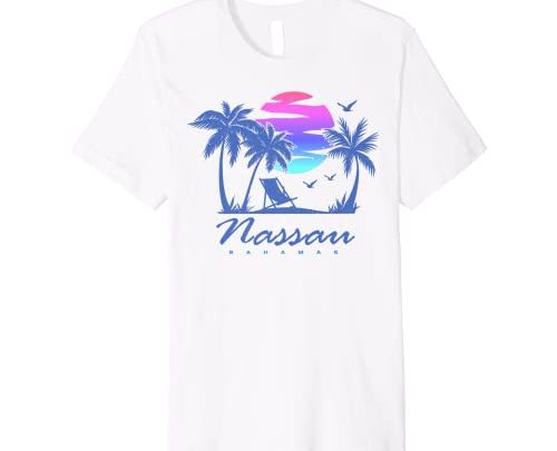 NASSAU BAHAMAS Beach Vacation Trip Retro Vintage Sunset Premium T-Shirt
