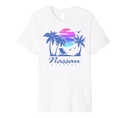 NASSAU BAHAMAS Beach Vacation Trip Retro Vintage Sunset Premium T-Shirt