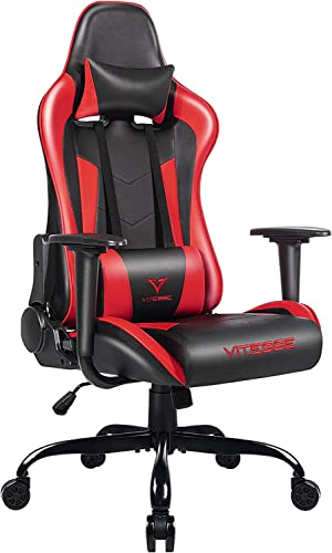 PUKAMI Gaming Chair Ergonomic Racing High Back with Height Adjustable Computer Desk Lumbar Support and Headrest Swivel Office Executive Leather…