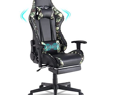 ALEAVIC Gaming Chair，Gaming Chair with Footrest， High Back Ergonomic Gaming Chair Adjustable，Racing Style PU Leather Gamer Chair，Computer Gaming Chair with…