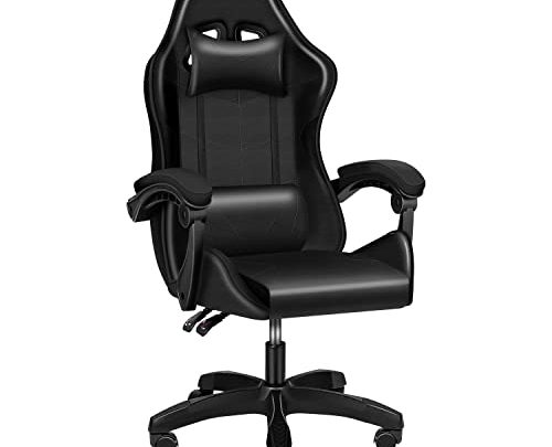 YSSOA Backrest and Seat Height Adjustable Swivel Recliner Racing Office Computer Ergonomic Video Game Chair, Without footrest, 400lb Capacity,Black