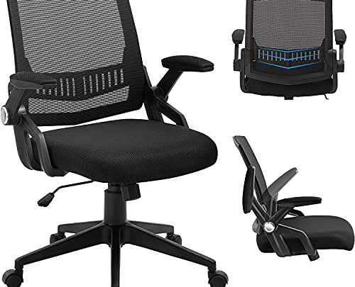 Office Chair, Ergonomic Office Desk Chair, Mesh Task Computer Chair with 90° Flip-up Arms, Lumbar Support and Height Adjustable &…