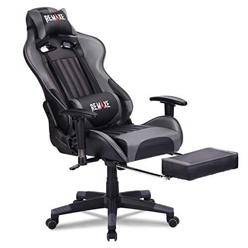 Gaming Chair Office Chair with Footrest,High Back Computer Gaming Chair, Racing Style Ergonomic Chair PU Leather Desk Chair with Headrest…