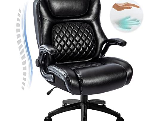 COLERLINE High Back Big & Tall 400lb Office Chair – Heavy Duty Metal Base, Adjustable Tilt Angle Large Bonded Leather…