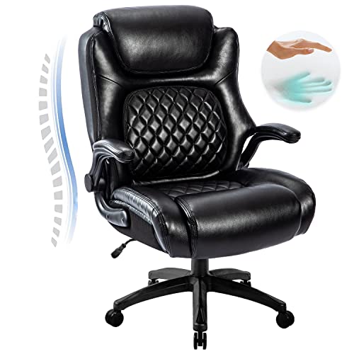 COLERLINE High Back Big & Tall 400lb Office Chair – Heavy Duty Metal Base, Adjustable Tilt Angle Large Bonded Leather…