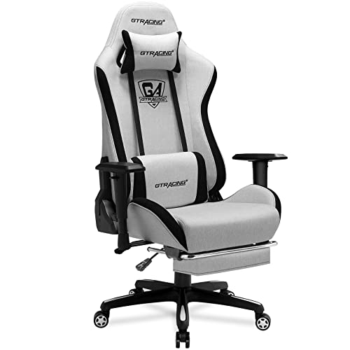 GTRACING Gaming Chair, Fabric Computer Chair with Footrest, High Back Ergonomic Gaming Chair, Reclining Gaming Chair with Premium Breathable Cloth…