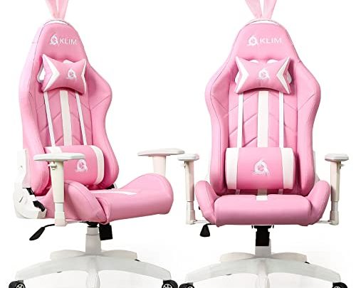 KLIM Gaming Chair Pink Kawaii Edition – New 2022 – PU Leather + High Back Ergonomic + Cute Kawaii Gaming…