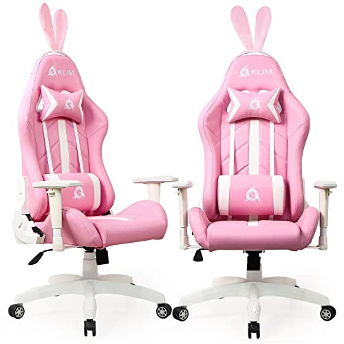 KLIM Gaming Chair Pink Kawaii Edition – New 2022 – PU Leather + High Back Ergonomic + Cute Kawaii Gaming…