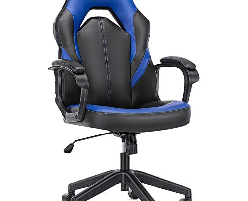 Computer Gaming Chair – PU Leather Ergonomic Office Chair Swivel Desk Chair with Lumbar Support, Executive Chair with Padded Armrest…
