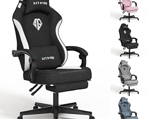 SITMOD Gaming Chair with Footrest-PC Computer Ergonomic Video Game Chair-Backrest and Seat Height Adjustable Swivel Task Chair for Adults with…