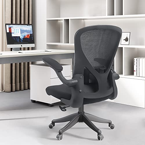 SICHY AGE Office Chair Ergonomic Computer Office Chair Tilt Function Flip-Up Arms, Cushion for Lumbar Support and PU Wheels, 360…