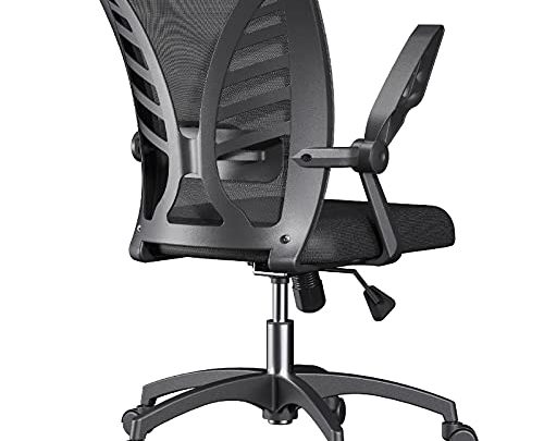 Ergonomic Office Chair, Mid Back Mesh Computer Desk Chair with Lumbar Support, Flip-up Arms, Adjustable Backrest, Swivel Comfortable Task Chair…