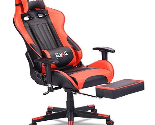 Remaxe Gaming Chair with Footrest, High Back Ergonomic Chair, Load Bearing 300LBS,Adjustable Armrests Office Computer Chair with Headrest and USB…