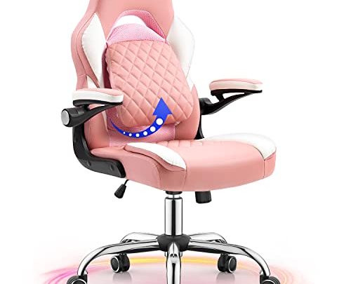 YAMASORO Gaming Chair Ergonomic Office Chair PC Desk Chair with Lumbar Support Flip Up Arms Racing Style PU Leather Executive…