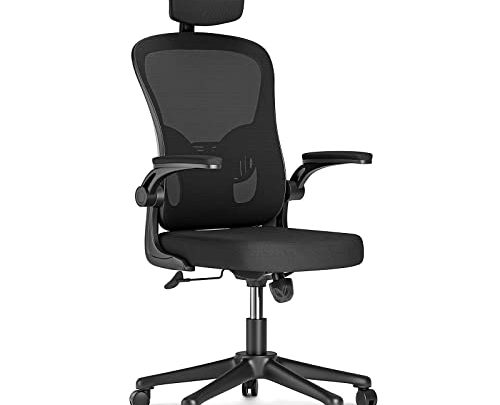 Naspaluro Ergonomic Office Chair, High-Back Computer Chair with Adjustable Height, Headrest, Flip-Up Arms and Lumbar Support, Breathable Mesh Desk Chair…