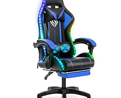 Geepro Gaming Chair Massage with LED RGB Lights and Footrest Ergonomic Computer Chair High Back Video Game Chair with Adjustable…