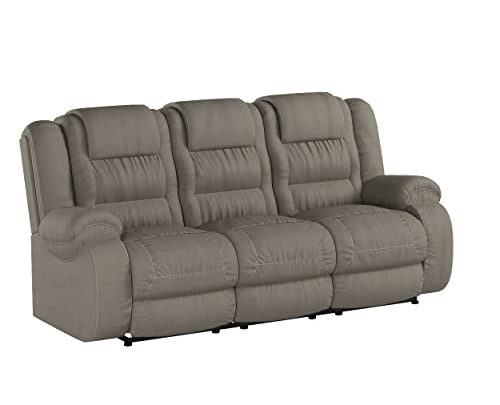 Signature Design by Ashley McCade Contemporary Manual Pull Tab Dual-Sided Reclining Sofa, Gray