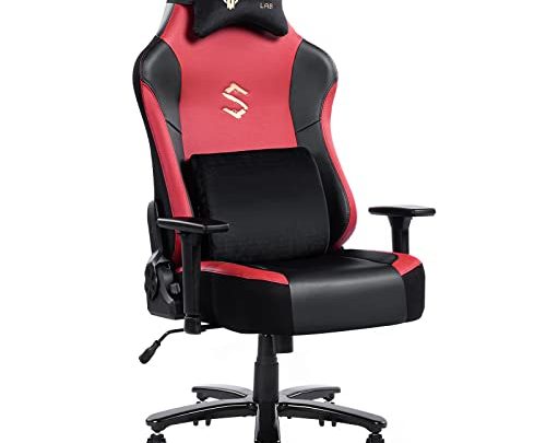 FANTASYLAB Big and Tall 400lb Massage Memory Foam Gaming Chair – Adjustable Tilt, Back Angle and 3D Arms High-Back Leather…