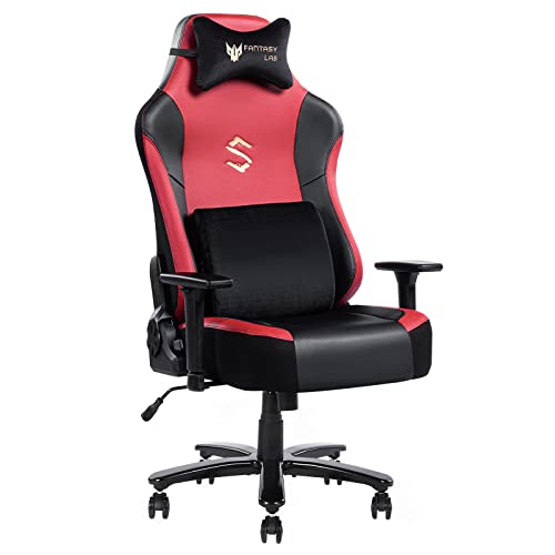 FANTASYLAB Big and Tall 400lb Massage Memory Foam Gaming Chair – Adjustable Tilt, Back Angle and 3D Arms High-Back Leather…