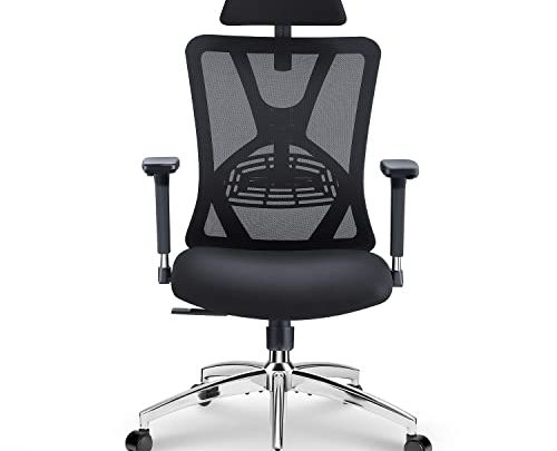 Ticova Ergonomic Office Chair – High Back Desk Chair with Adjustable Lumbar Support, Headrest & 3D Metal Armrest – 130°…