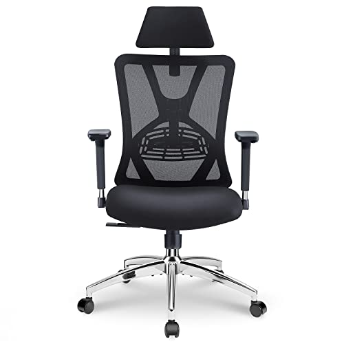 Ticova Ergonomic Office Chair – High Back Desk Chair with Adjustable Lumbar Support, Headrest & 3D Metal Armrest – 130°…