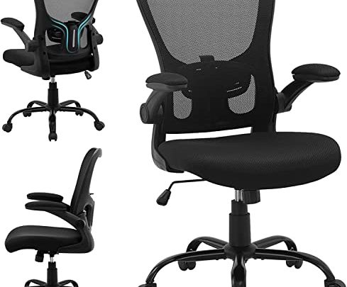 Office Chair Ergonomic Desk Chair – Mesh Adjustable Height Computer Chair with Lumbar Support and Flip-up Armrests, BIFMA Swivel Executive…