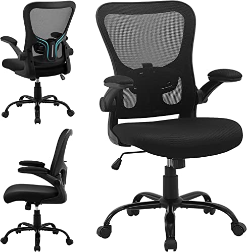 Office Chair Ergonomic Desk Chair – Mesh Adjustable Height Computer Chair with Lumbar Support and Flip-up Armrests, BIFMA Swivel Executive…