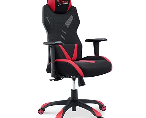 Modway Speedster Ergonomic Mesh Gaming Computer Desk Chair in Black Red