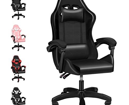 HealSmart 440lb Capacity, Black Racing Video Backrest and Seat Height Recliner Gaming, Without footrest