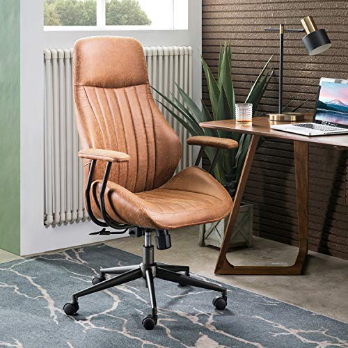 OVIOS Ergonomic Office Chair Modern Computer Desk Chair High Back Suede Fabric Desk Chair with Lumbar Support for Executive or…