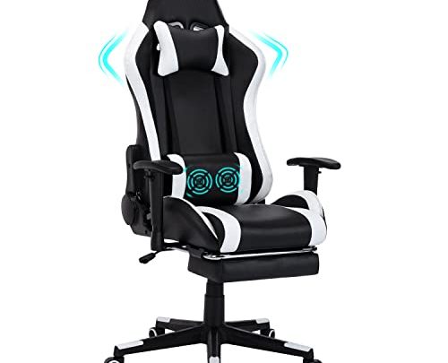 ALEAVIC Gaming Chair, Gaming Chair with Footrest High Back Ergonomic Adjustable, Racing Style Gamer Chair PU Leather, Computer Gaming Chair…