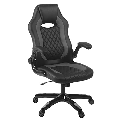 AON Archeus Gaming Style Computer Desk Chair, Built-In Lumbar Support, Flip-Up Arm, Lock/Tilt 360 Swivel, 300 lb. max – Black…