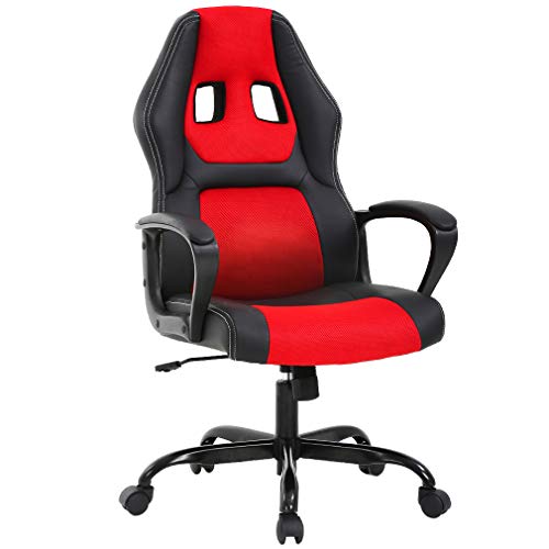 PC Gaming Chair Ergonomic Office Chair Desk Chair with Lumbar Support Arms Headrest High Back PU Leather Racing Chair Rolling…