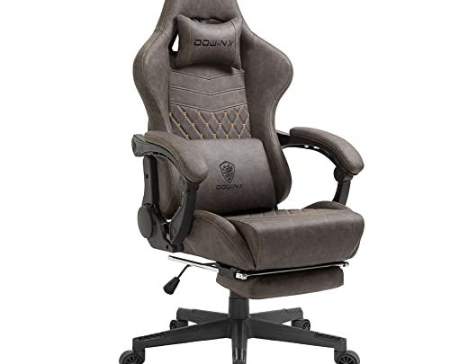 Dowinx Gaming Chair Office Chair PC Chair with Massage Lumbar Support, Vintage Style PU Leather High Back Adjustable Swivel Task…