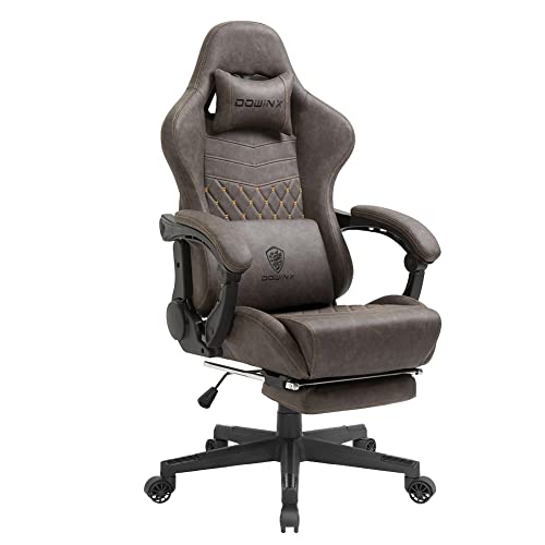 Dowinx Gaming Chair Office Chair PC Chair with Massage Lumbar Support, Vintage Style PU Leather High Back Adjustable Swivel Task…
