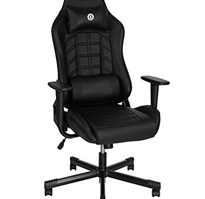 TEKNO Gaming Chairs for Adults, Ergonomic Swivel Gaming Chair with Headrest and Lumbar Support (Black)