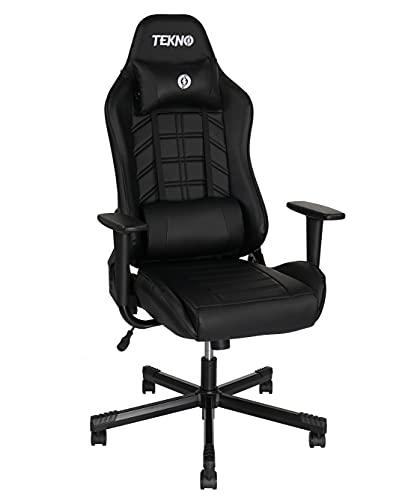 TEKNO Gaming Chairs for Adults, Ergonomic Swivel Gaming Chair with Headrest and Lumbar Support (Black)