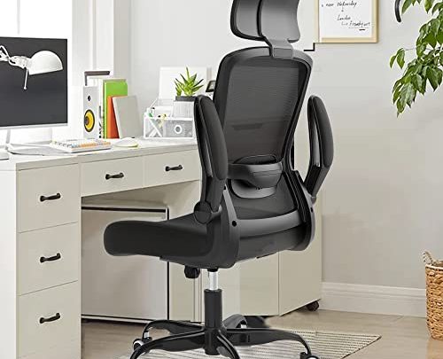 Ergonomic Office Chair, Home Office Desk Chair with Adjustable Headrest & Lumbar Support. High Back Mesh Computer Chair with Thickened…
