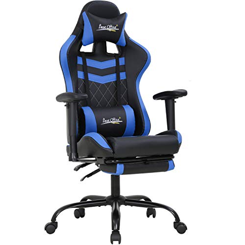 Gaming Chair Office Chair Computer Chair with Lumbar Support Headrest Footrest 2D Armrest Task Rolling Swivel Ergonomic E-Sports Adjustable Racing…