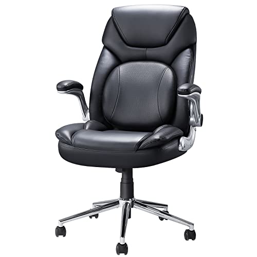 HUANUO Executive Office Chair, Big and Tall Office Chair, Ergonomic Desk Chair PU Leather Chair with Adjustable Flip-up Armrests, Lumbar…