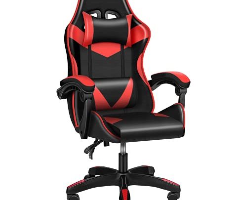 Simple Deluxe Computer Backrest, Ergonomic Height Adjustable Recliner Racing Video Chair with 360°-Swivel Seat and Headrest for Office or Gaming,…