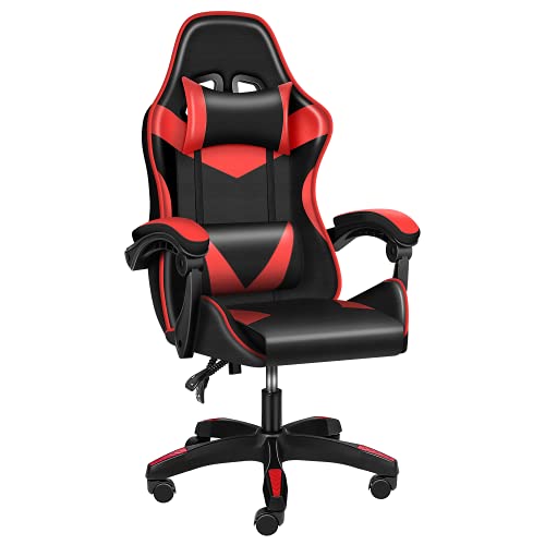 Simple Deluxe Computer Backrest, Ergonomic Height Adjustable Recliner Racing Video Chair with 360°-Swivel Seat and Headrest for Office or Gaming,…