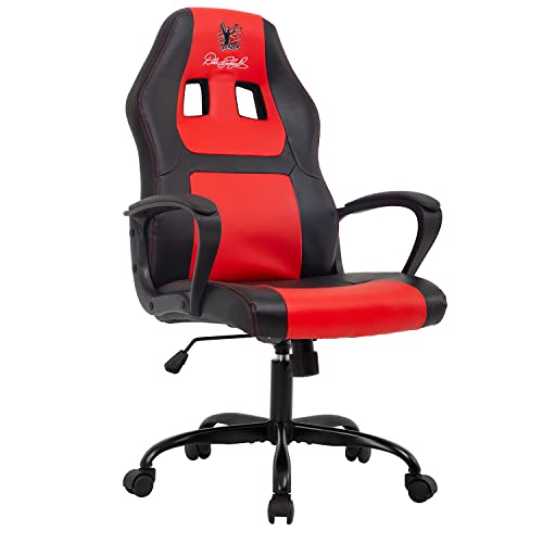 Office Chair PC Gaming Chair Cheap Desk Chair Ergonomic PU Leather Executive Computer Chair Lumbar Support for Home Office (Red,…