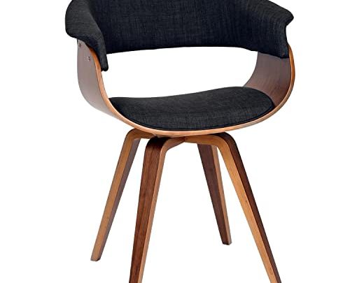 Armen Living Summer Chair in Charcoal Fabric and Walnut Wood Finish, 31″ x 25″ x 22″