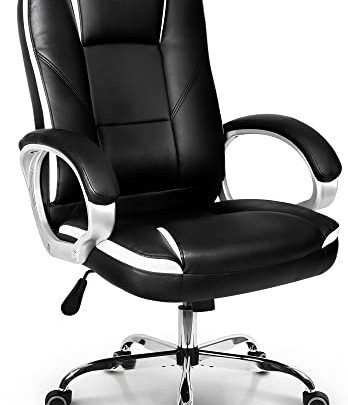 neo chair Office Chair Computer Desk Chair Gaming – Ergonomic High Back Cushion Lumbar Support with Wheels Comfortable Black Leather…