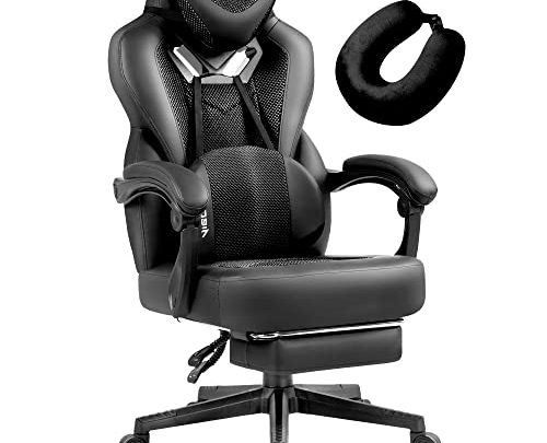 Vigosit Gaming Chair- Gaming Chair with Footrest, Mesh Gaming Chair for Heavy People, Ergonomic Reclining Gamer Computer Chair for Adult,…
