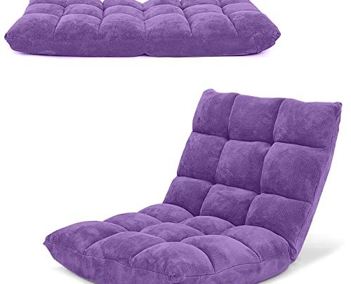 COSTWAY Floor Chair, Gaming Chairs with Back Support, Adjustable 14-Position, Alloy Steel Frame, Soft Coral Fleece, Lazy Sofa Lounge for…