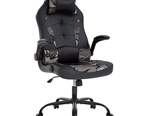 PC Gaming Chair Ergonomic Office Chair Computer Desk Chair with Armrests Headrest and Lumbar Support High Back PU Leather Executive Racing Chair for Home (Camo)